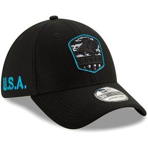 Rare 2019 Carolina Panthers ALT BLACK New Era Salute To Service 39Thirty Hat cap